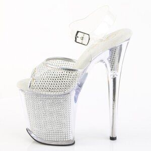 Clear Rhinestone Platform Heels - 8" Heel, 4" Platform